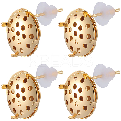 Brass Studs Earring Findings KK-BBC0019-01G-01-1