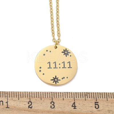 304 Stainless Steel Number 11:11 Pendant Necklaces NJEW-NH0002-01G-02-1