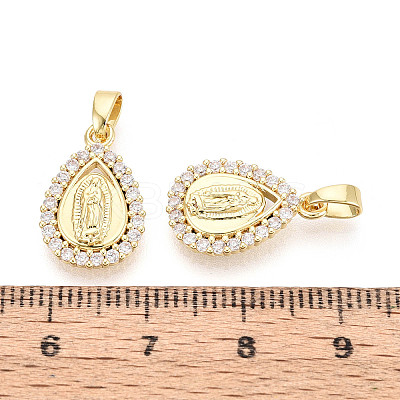 Religion Brass Micro Pave Cubic Zirconia Pendants KK-T073-46G-1