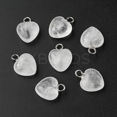 Natural Quartz Crystal Heart Charms G-G998-B01-1