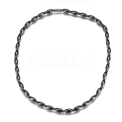 Magnetic Synthetic Hematite Beaded Necklaces NJEW-P190-13O-1