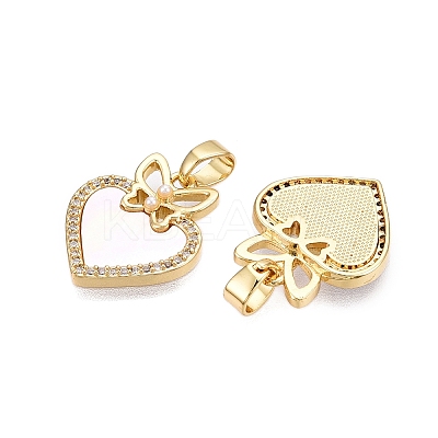 Brass Micro Pave Clear Cubic Zirconia Pendants KK-N254-202G-1