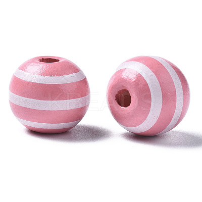 Painted Natural Wood European Beads WOOD-S057-047C-1