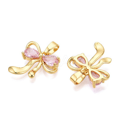 Brass Micro Pave Cubic Zirconia Pendants KK-N254-231G-1