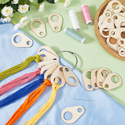 Teardrop Wood Embroidery Thread Organizers AJEW-GF0009-22-1