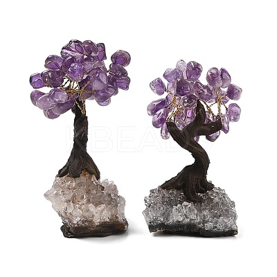 Natural Amethyst Chips Tree Sculpture DJEW-K026-01A-1