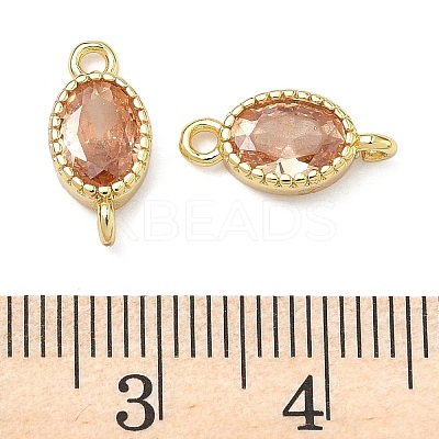 Brass Pave Cubic Zirconia Oval Connector Charms KK-P348-07G-04-1