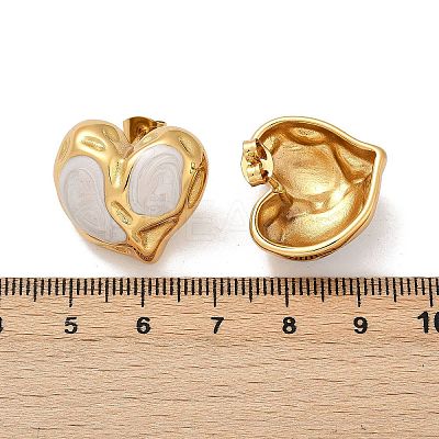 Heart 304 Stainless Steel Enamel Stud Earrings LS-EJEW-M105-03G-1