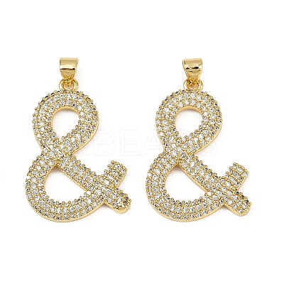 Brass Micro Pave Cubic Zirconia Pendants KK-S526-21G-C-1