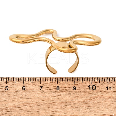 304 Stainless Steel Adjustable Open Cuff Rings for Women RJEW-A064-01G-1