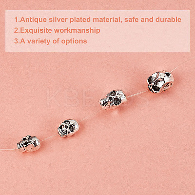 40Pcs 4 Styles Halloween Theme Tibetan Style Alloy Beads FIND-HY0003-85-1