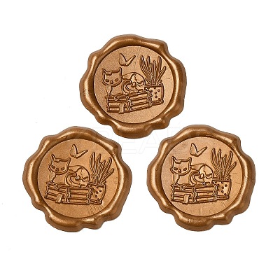 Cat Shape with Book Adhesive Wax Seal Stickers DIY-XCP0002-97B-1