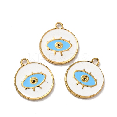 Ion Plating(IP) 304 Stainless Steel Enamel Pendants STAS-Q001-28G-1