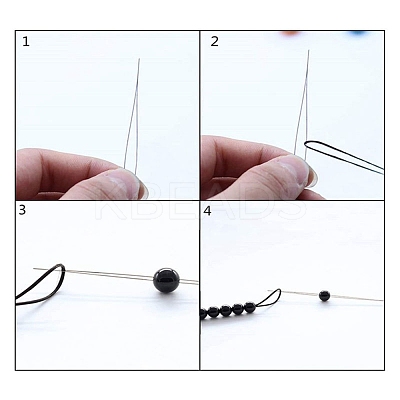 Tarnish Resistant Stainless Steel Collapsible Big Eye Beading Needles X-SENE-PW0013-02F-1