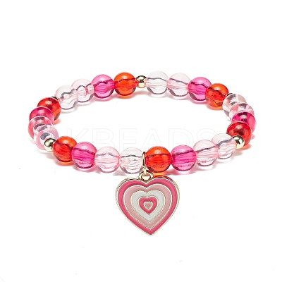 4Pcs 4 Style Acrylic Round Beaded Stretch Bracelets Set BJEW-JB08926-02-1