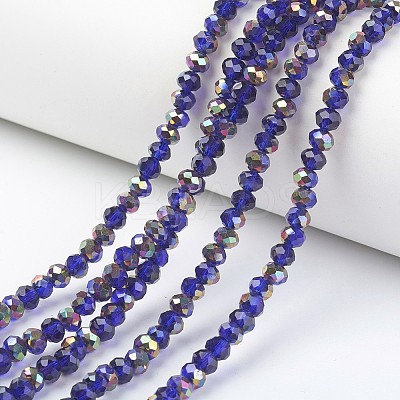 Electroplate Transparent Glass Beads Strands EGLA-A034-T8mm-R12-1