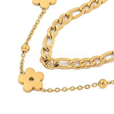 304 Stainless Steel Double Layer Necklaces NJEW-P311-01B-G-1