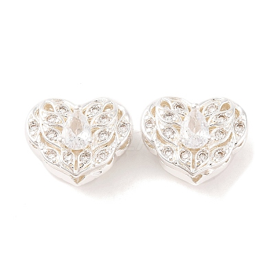 Brass Micro Pave Clear Cubic Zirconia Beads KK-S389-20S-1