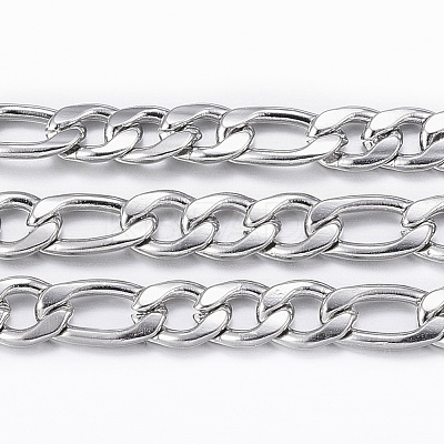 Non-Tarnish 3.28 Feet 304 Stainless Steel Figaro Chains X-CHS-H009-13P-1