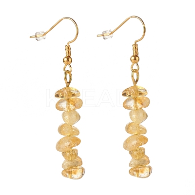Natural Citrine Chip Beaded Dangle Earrings EJEW-JE04788-10-1
