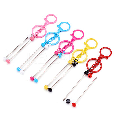 5Pcs 5 Colors Alloy & Iron Beadable Bar Keychain for DIY Crafts Jewelry Making KEYC-TA0001-28-1