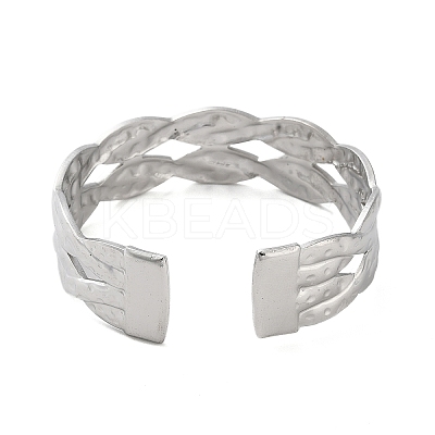 Non-Tarnish 304 Stainless Steel Braided Open Cuff Bangles BJEW-M316-04P-1
