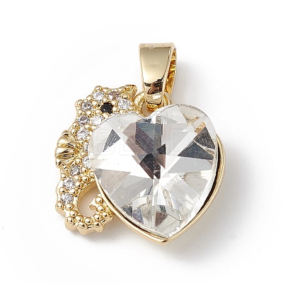 Real 18K Gold Plated Rack Plating Brass Micro Pave Cubic Zirconia Pendants KK-C015-02G-17-1