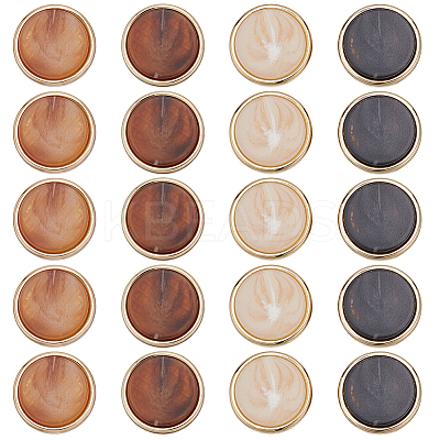20Pcs 4 Colors 1-Hole Zinc Alloy Resin Buttons BUTT-AR0001-28-1