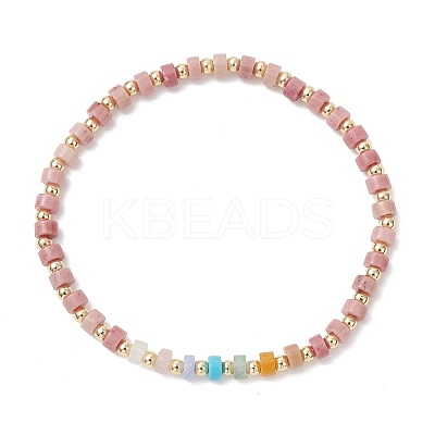7Pcs Natural & Synthetic Mixed Gemstone & Brass Beads Stretch Bracelets for Women BJEW-JB13334-1