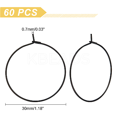 60Pcs 316L Surgical Stainless Steel Hoop Earring Findings STAS-DC0010-95-1