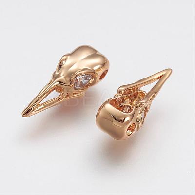 Brass Micro Pave Grade AAA Cubic Zirconia Beads ZIRC-P043-05G-NR-1