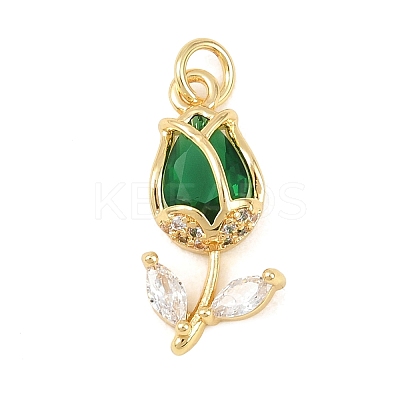 Brass Micro Pave Clear Cubic Zirconia Pendants KK-F931-13G-01-1