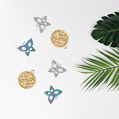 24Pcs 6 Styles 201 Stainless Steel Pendants STAS-DC0013-69-1