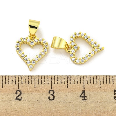 Rack Plating Brass Micro Pave Clear Cubic Zirconia Pendant KK-B091-32G-1