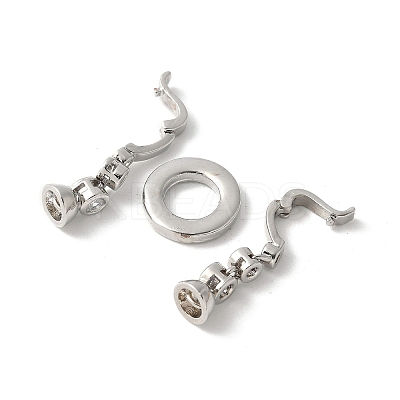 Brass Pave Clear Cubic Zirconia Fold Over Clasps KK-M320-05P-1