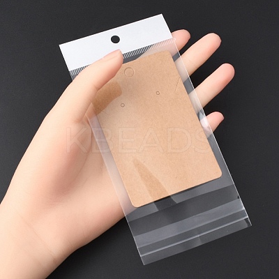 100Pcs Rectangle Kraft Paper One Pair Earring Display Cards with Hanging Hole CDIS-YW0001-02A-1