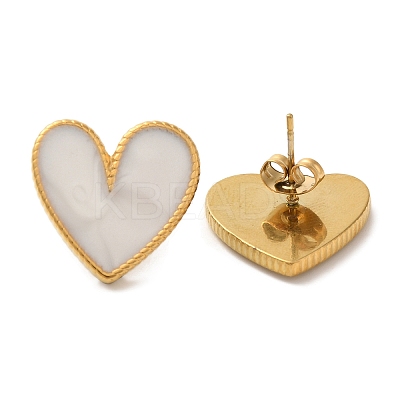 Ion Plating(IP) 304 Stainless Steel Heart Stud Earrings EJEW-C114-11B-G-1