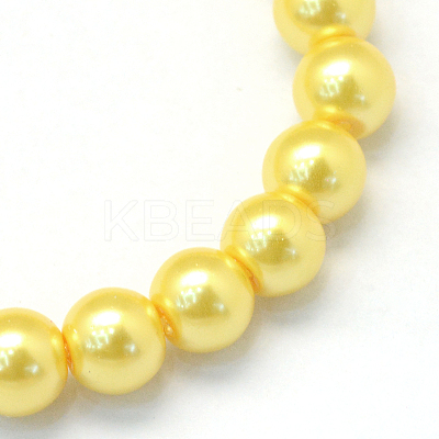 Baking Paint Pearlized Glass Pearl Round Bead Strands HY-Q003-10mm-67-1