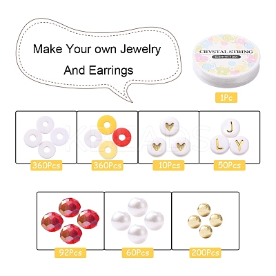 DIY Letter & Imitation Pearl & Heishi Beads Bracelet Making Kit DIY-YW0005-23E-1