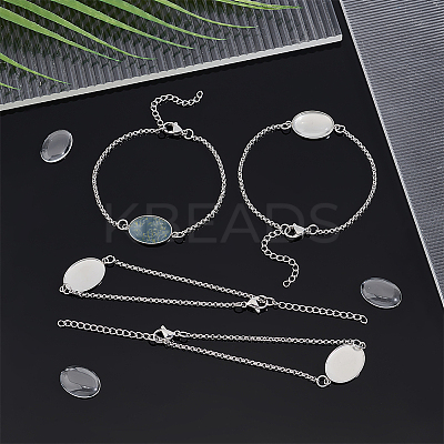 DIY Blank Oval 304 Stainless Steel Link Bracelet Making Kits BJEW-UN00003-1