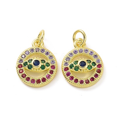 Brass Micro Pave Colorful Cubic Zirconia Pendants KK-E068-VF080-1