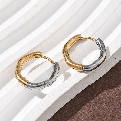 304 Stainless Steel Two Tone Hoop Earrings EJEW-P313-01B-G-1