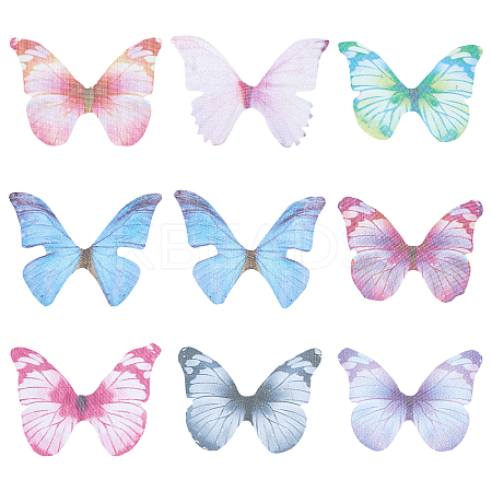 180Pcs 9 Style Two Tone Polyester Fabric Wings Crafts Decoration FIND-SC0004-18-1