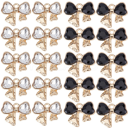 24Pcs 2 Colors Alloy Crystal Rhinestone Pendants ALRI-SC0001-55-1