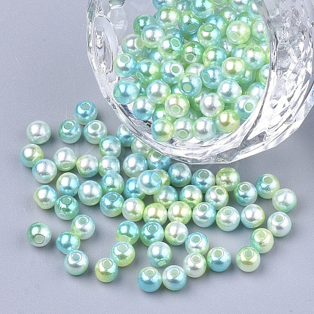 Rainbow ABS Plastic Imitation Pearl Beads OACR-Q174-6mm-03-1