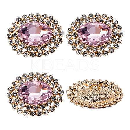 4Pcs 1-Hole Alloy Glass Shank Buttons FIND-DR0001-99C-1