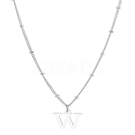 1Pc Brass Chain & 304 Stainless Steel Letter Pendant Necklaces NJEW-LP0001-35W-P-1