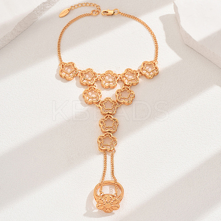 Vintage Brass Hollow Link Ring Bracelets for Women VR5801-4-1