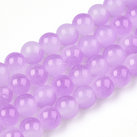 Baking Paint Imitation Jade Glass Round Bead Strands X1-DGLA-N003-10mm-04-1
