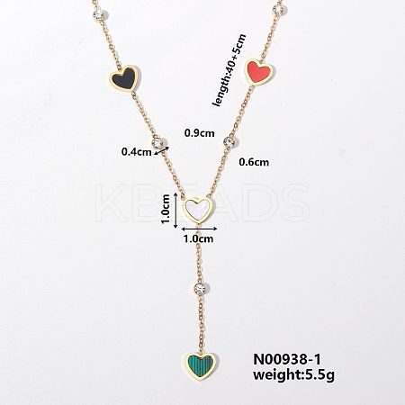 Stainless Steel Resin Sweetheart Love Heart Pendant Necklace Fashionable Colorful Cute Necklaces LX3560-1